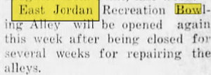 Gemini Lanes (Teen Zone, East Jordan Recreation, The Zone Sports Lounge) - Jun 18 1942 Article
